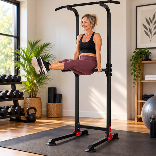 Femme utilisant une barre de traction pour musculation