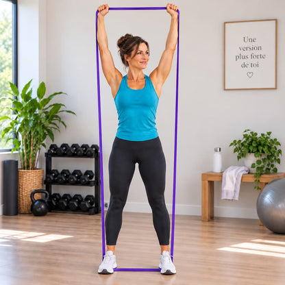 femme lève elastique musculation violet 208cm maison