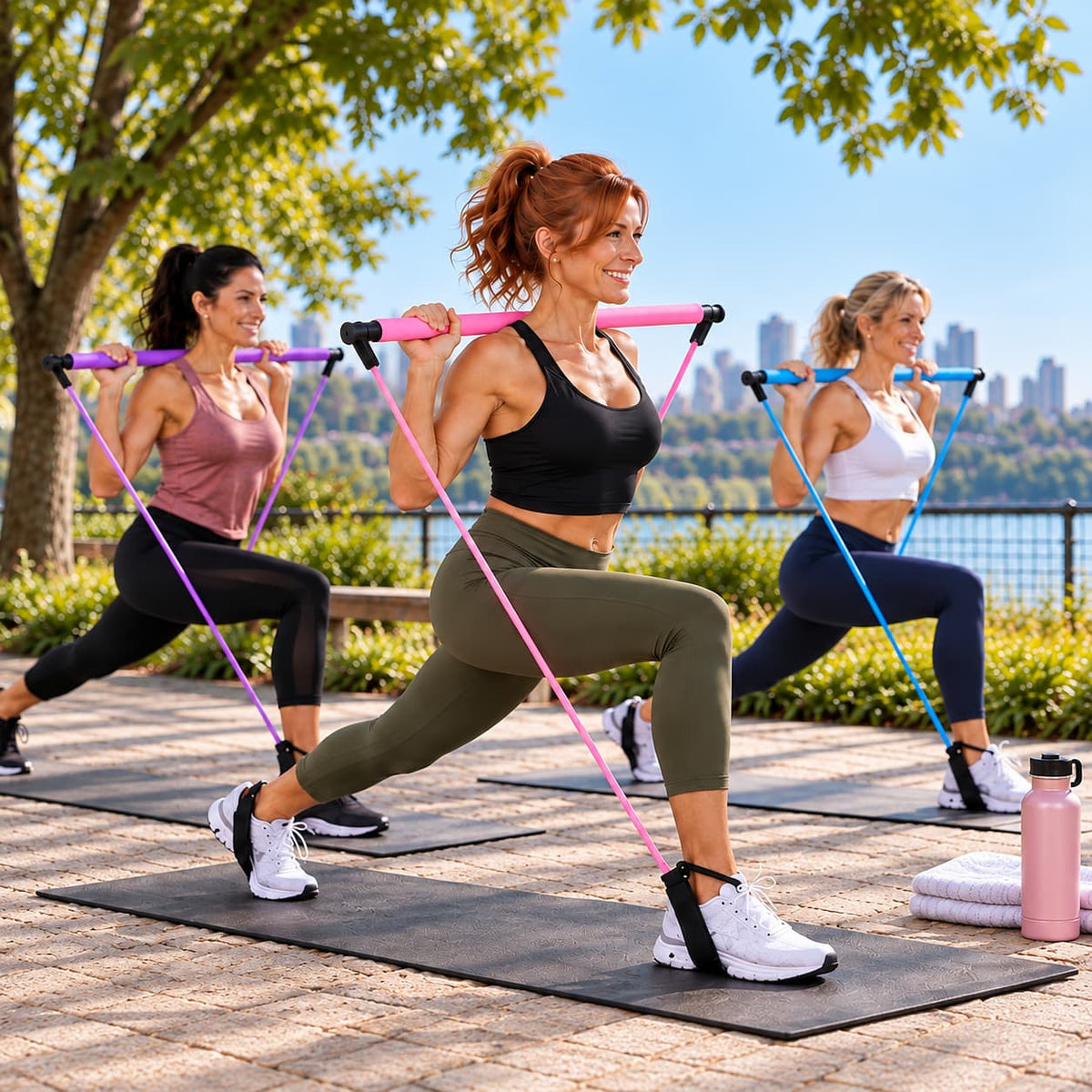 élastique musculation pilara barre femme extérieur