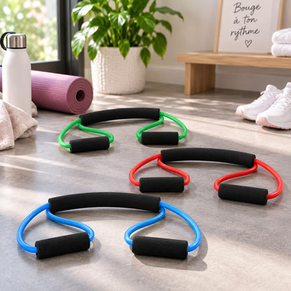 Trois élastiques sport Évoila sur tapis de fitness