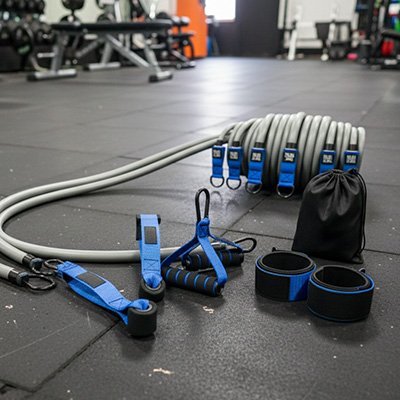 Sangle musculation professional grip noire et bleue